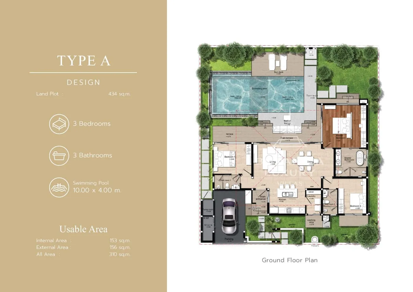 Modern Loft - 3BR Pool Villa - Autumn Zone — floor plan