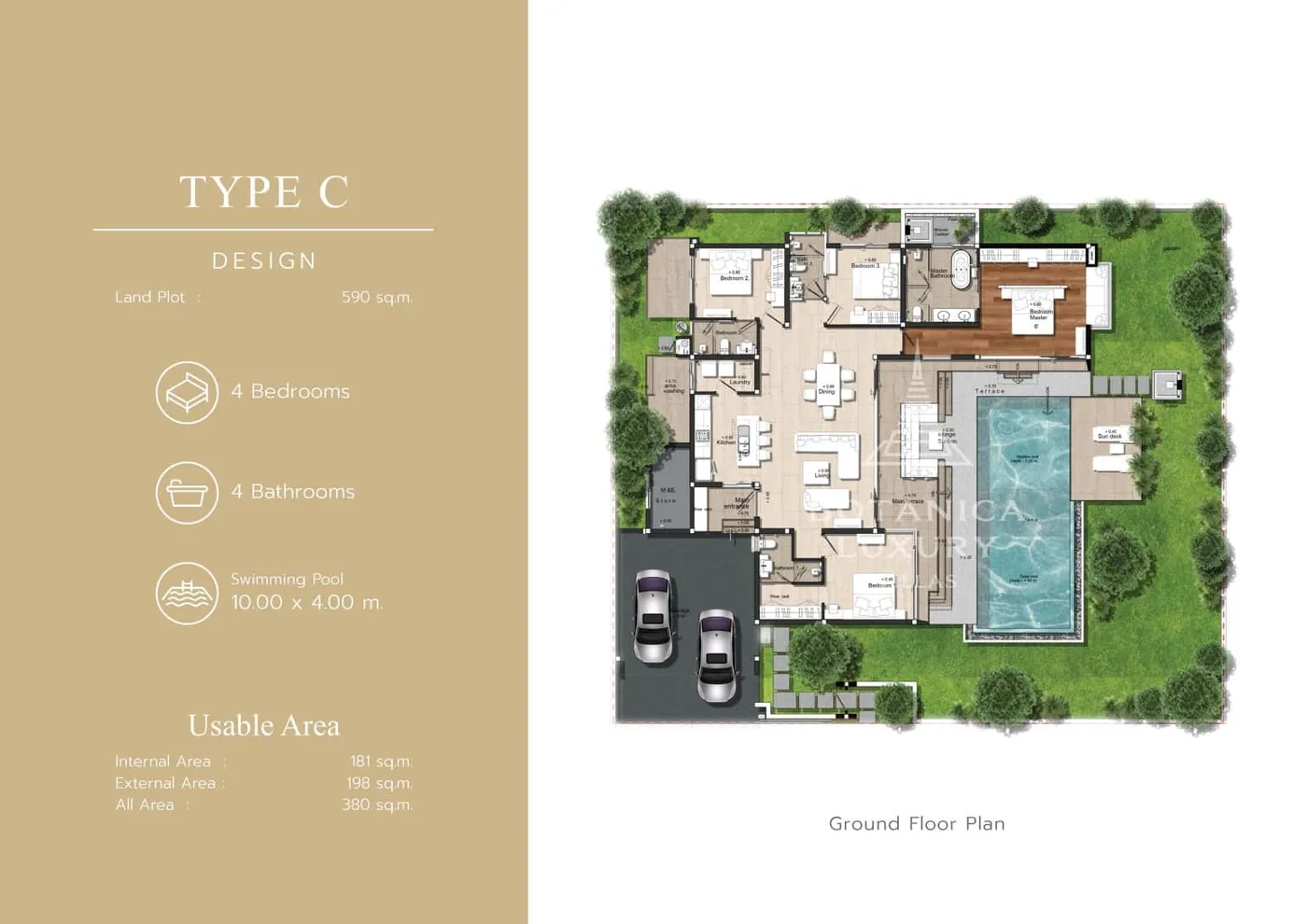 Tropical Balinese - 3BR Pool Villa - Summer Zone — floor plan