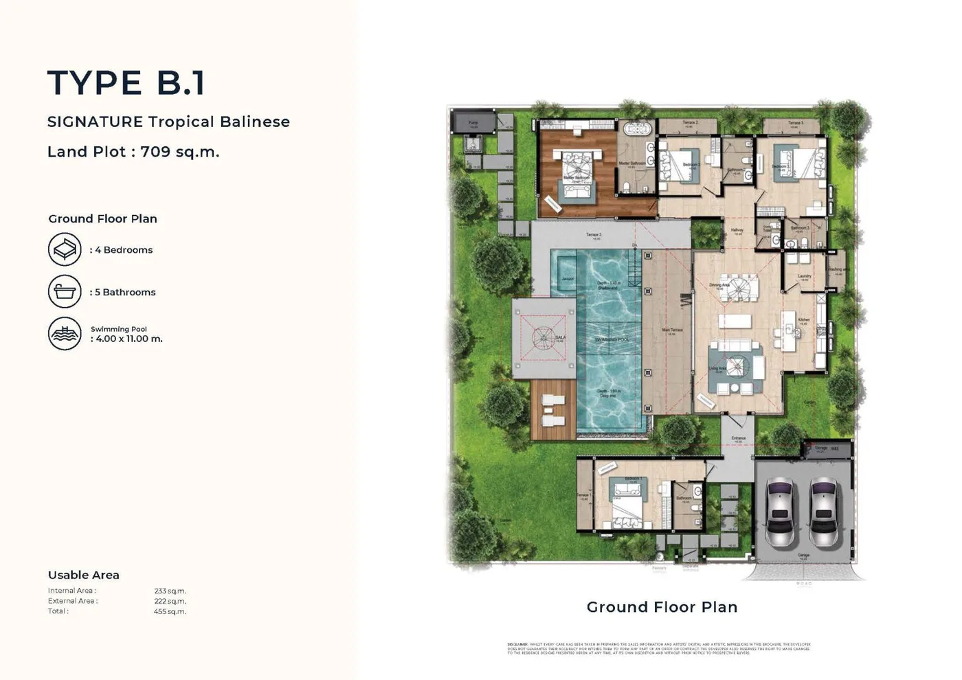 Tropical Balinese - 4BR Pool Villa - Summer Zone — floor plan