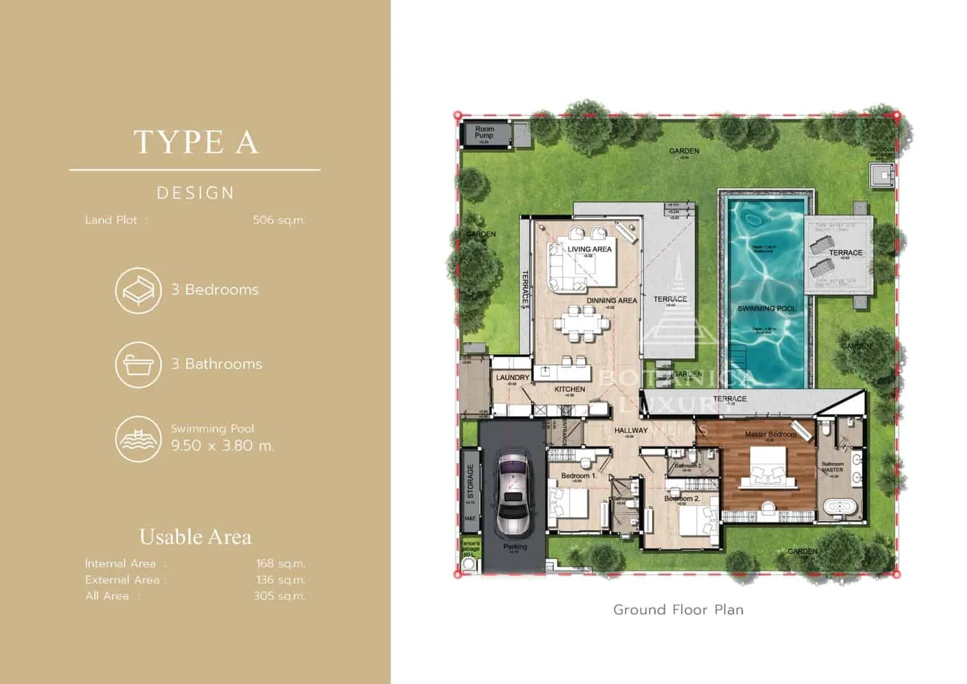 Spring Zen - 3BR Pool Villa — floor plan