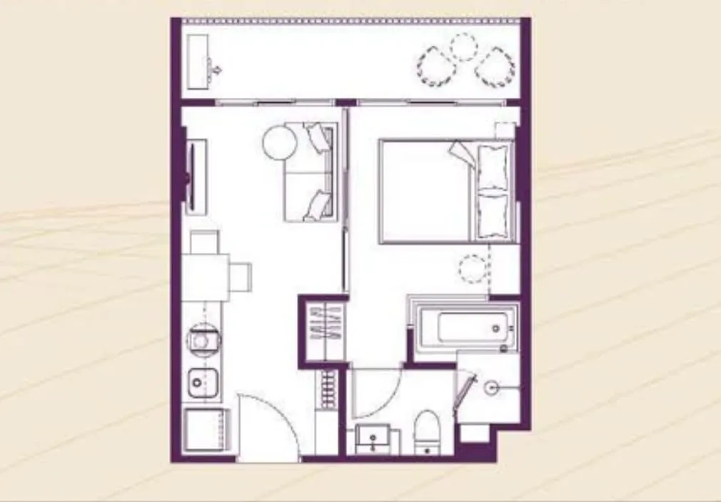 Studio (Garden Court View) — floor plan