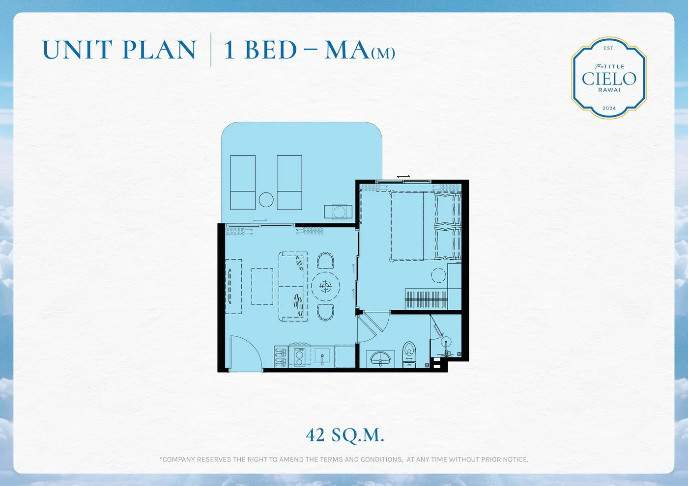 1BR- Type M — floor plan