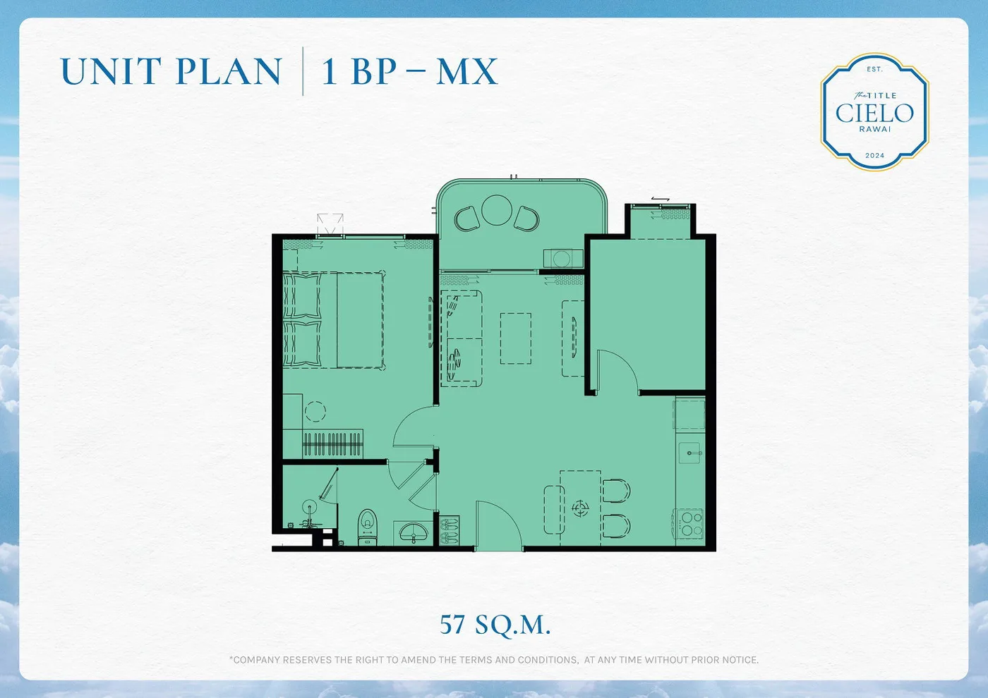 1BR Plus - Type M — floor plan