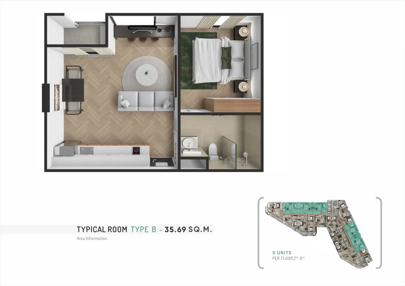 1BR - Type B — floor plan