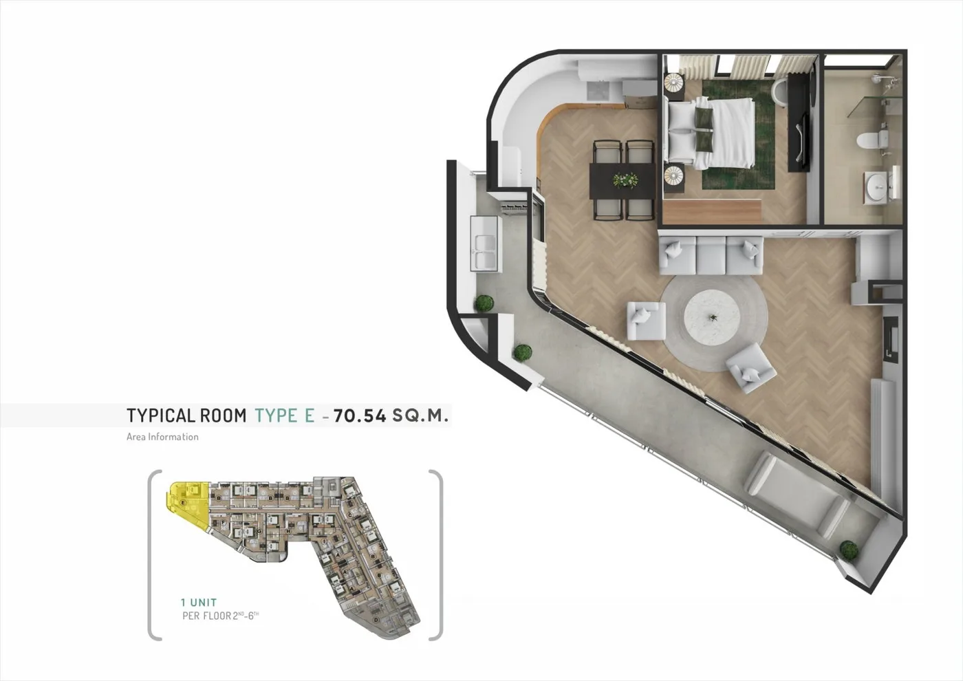 The Zero Bangtao – 1BR – Type E — floor plan
