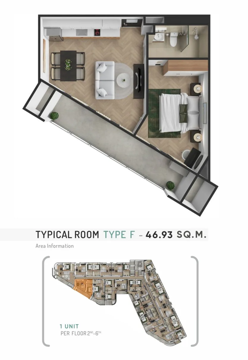 1BR - Type F — floor plan